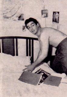 Vic making his bed